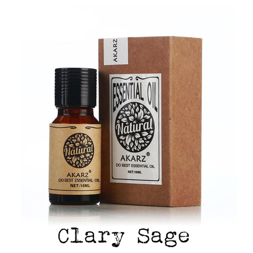 100% pure cleansing eco clary sage essential oil for diffuser humidifier in natural packaging