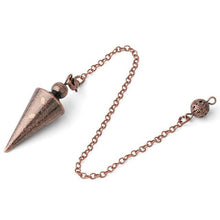 Load image into Gallery viewer, stylish classic cone metal weighted dowsing pendulum with chain for spiritual divination and making decisions
