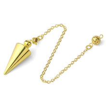 Load image into Gallery viewer, stylish classic cone metal weighted dowsing pendulum with chain for spiritual divination and making decisions
