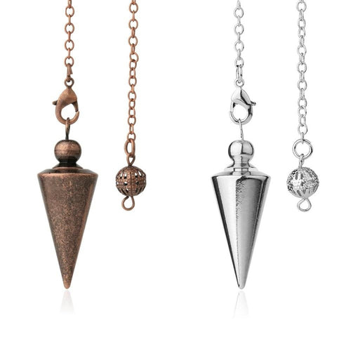 stylish classic cone metal weighted dowsing pendulum with chain for spiritual divination and making decisions
