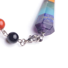 Load image into Gallery viewer, crystal chakra pyramid chakra -stones weighted spiritual dowsing pendulum with chain for spiritual divination and making decisions
