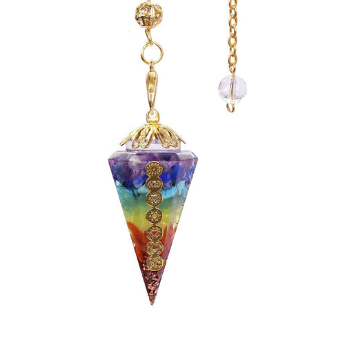 crystal chakra pyramid chakra -stones weighted spiritual dowsing pendulum with chain for spiritual divination and making decisions