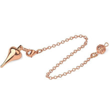 Load image into Gallery viewer, metal dowsing drop rounded cone weighted rose gold/copper pendulum with chain for spiritual divination and making decisions
