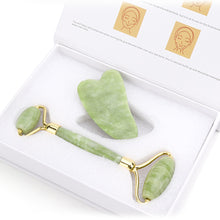 Load image into Gallery viewer, Natural Jade Roller + Gua Sha Stone
