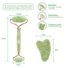 Load image into Gallery viewer, Natural Jade Roller + Gua Sha Stone
