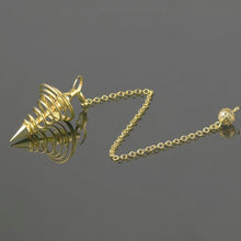 Load image into Gallery viewer, spiral spirit metal gold point weighted dowsing pendulum with chain for spiritual divination and making decisions
